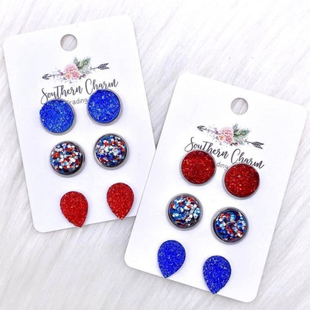 4th of July trio earrings set